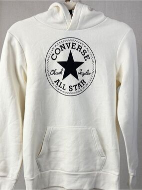 Converse Cream Hoodie with Black Chuck Taylor Logo